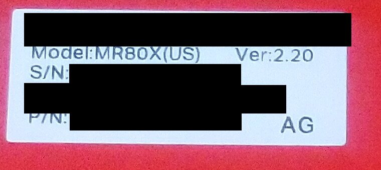 Box label reading Model:MR80X(US) Ver:2.20